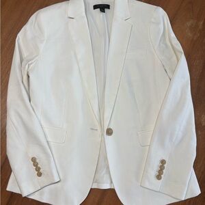 Ann Taylor White Tailored One-Button Blazer